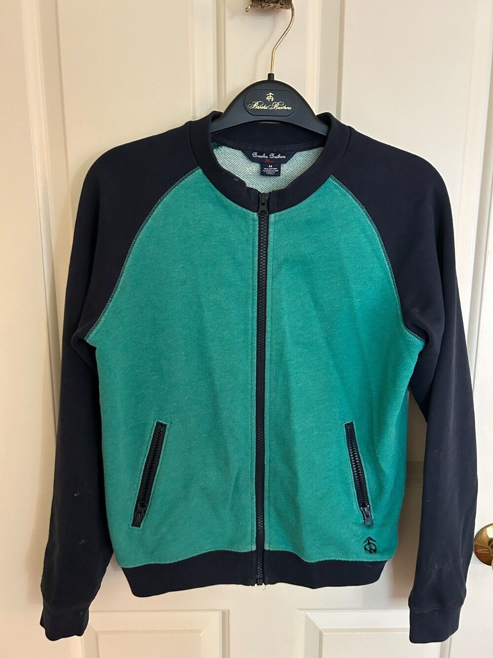 BrooksBrothers Boys Sport Cotton Jacket, Medium (8-10) , Navy and Green.